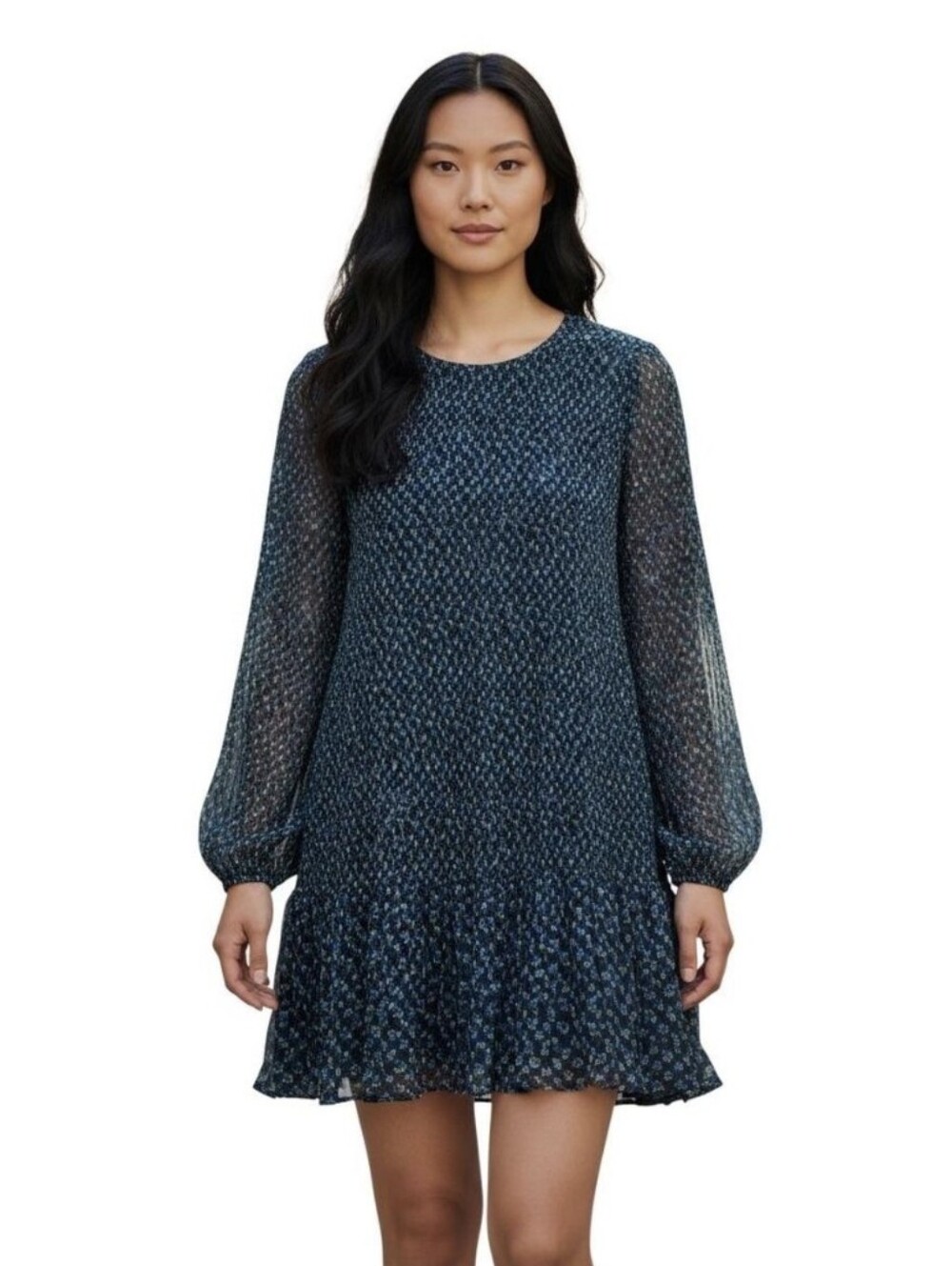 Madewell Womens Dress Crinkle Georgette Ditsy Floral Micro Pleats Cottagecore XL